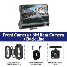 (16G, With 6M RCC-BL) E-ACE B28 3 Cameras Lens Dash Cam 4.0 Inch Touch Screen Car Dvr Video Recorder Full 1080P Auto Recorder Rear Cam View Recorder