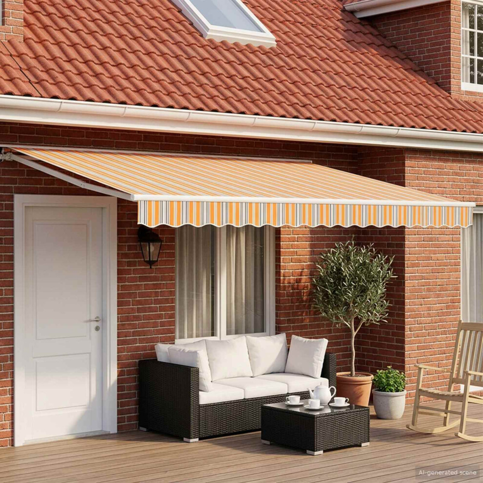 Vidaxl Manual Awning Frame With Leds 4.5 X 3.5 M