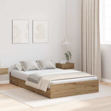 vidaXL Storage Bed Frame Artisan Oak 120 x 190 cm Engineered Wood