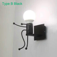 (Warm white 3000K, B black) New Led Wall Lamp Creative Wall Lamp Pendant Lamp 5W 7W Iron Dwarf Shape Bedroom Bedside Lamp Children Room Living Room