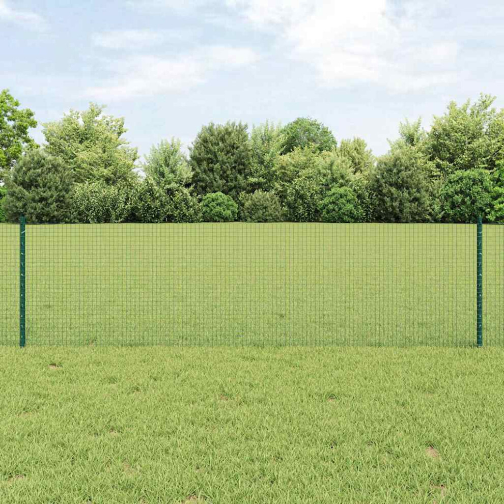 Vidaxl Welded Wire Fence With Post 0.6 X 25 M Steel And Pvc Green Mesh