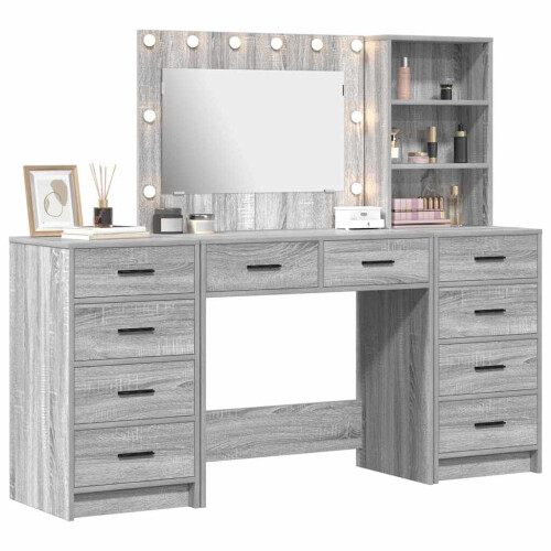VidaXL vidaXL Dressing Table with Drawer 3 pcs Grey Sonoma Engineered Wood 1