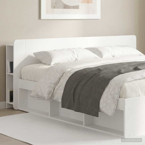 VidaXL vidaXL Headboard Cabinet with Storage White Engineered Wood 2