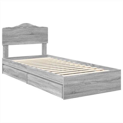 VidaXL vidaXL Storage Bed Grey Sonoma 100 x 200 cm Engineered Wood 1