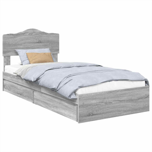 VidaXL vidaXL Storage Bed Grey Sonoma 100 x 200 cm Engineered Wood 2