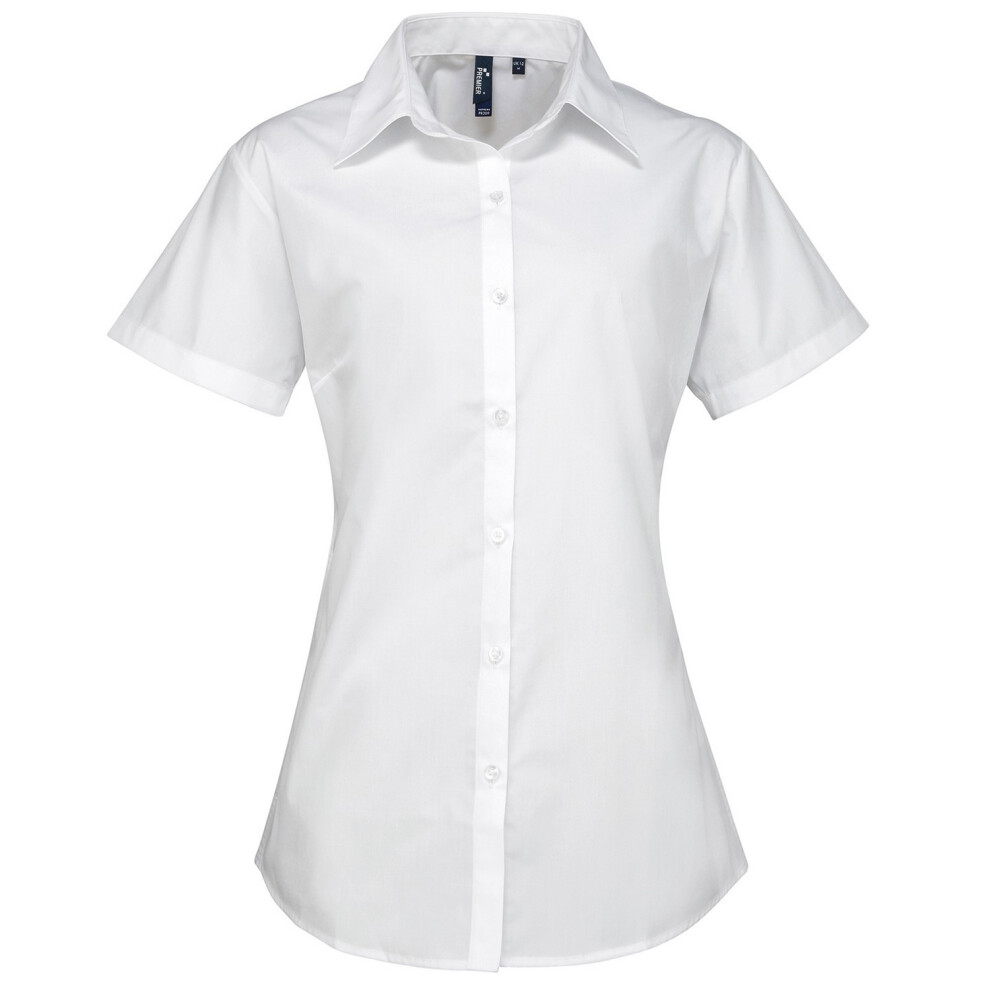 Premier (26 Uk, White) Womens/Ladies Supreme Poplin Short-Sleeved Shirt