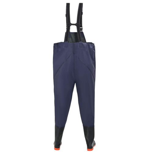 VidaXL vidaXL Chest Waders with Boots PVC Coated Polyester Size 42 Blue 2