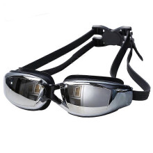 (Black) Professional Adult Large frame plating Waterproof Anti-Fog UV Protect Swim Glasses Swimming Goggles Beach Pool
