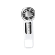 (white) 2026 New Semi-Conductor Ice Cooling USB Fan Digital Display 99-Speed Mini Portable Hook Clip Handheld Fan