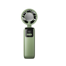 (green) 2025 New Semiconductor Cooling Handheld Fan Portable Digital Display 199-Speed Rechargeable Mini Cooler for Outdoor Travel USB Cooling Device