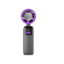 (gray) 2025 New Semiconductor Cooling Handheld Fan Portable Digital Display 199-Speed Rechargeable Mini Cooler for Outdoor Travel USB Cooling Device