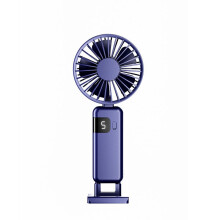 (Blue, 1pc) 2026 Folding Handheld Fan USB Rechargeable Large Capacity Desktop Fan with Display Portable Hanging Stand