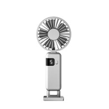 (gray, 1pc) 2026 Folding Handheld Fan USB Rechargeable Large Capacity Desktop Fan with Display Portable Hanging Stand