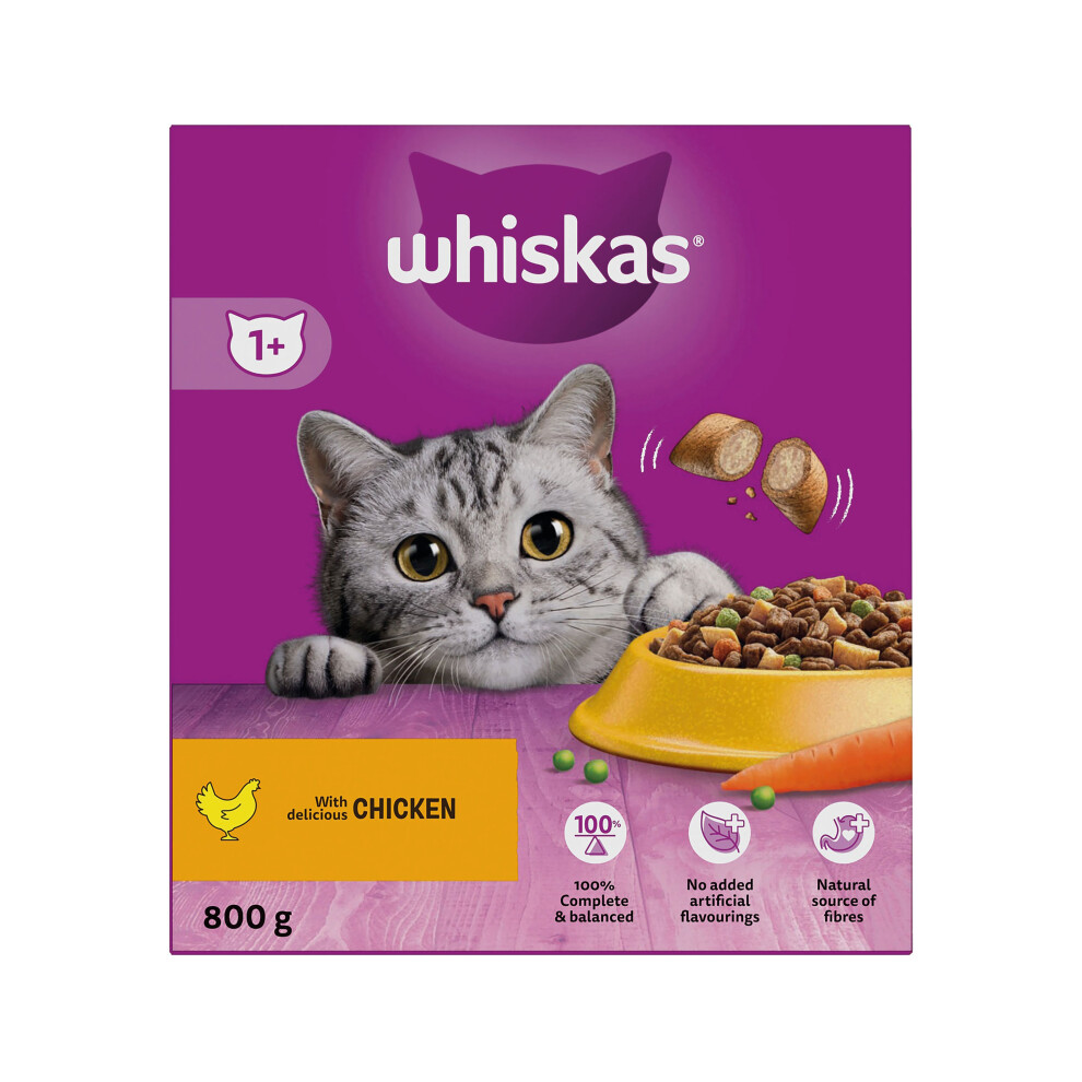 5 x 800g Whiskas Adult 1+ Cat Dry Food with Chicken Complete and Balanced - Image 6