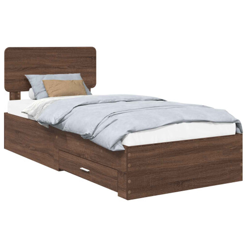 VidaXL vidaXL Bed Frame with Headboard Brown Oak 75 x 190 cm Engineered Wood 1