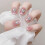 (XS) Ongles Faux Rose Blush Strass 2