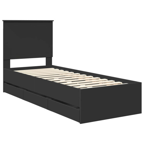 VidaXL vidaXL Bed Frame with Drawer Black 75 x 190 cm Engineer Wood 1