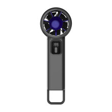 (gray) USB Mini Fan Foldable Portable Desktop Turbo High Wind Force Electronic Display 199 Speed Adjustable Quiet Operation