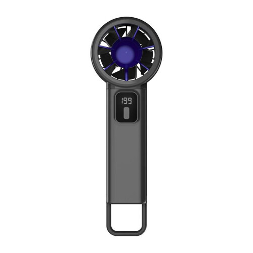 (gray) USB Mini Fan Foldable Portable Desktop Turbo High Wind Force Electronic Display 199 Speed Adjustable Quiet Operation