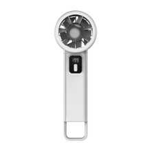 (white) USB Mini Fan Foldable Portable Desktop Turbo High Wind Force Electronic Display 199 Speed Adjustable Quiet Operation