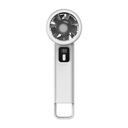 (white) USB Mini Fan Foldable Portable Desktop Turbo High Wind Force Electronic Display 199 Speed Adjustable Quiet Operation