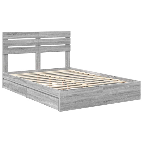 VidaXL vidaXL Storage Bed Grey Sonoma 160 x 200 cm Engineered Wood 2