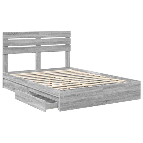 VidaXL vidaXL Storage Bed Grey Sonoma 160 x 200 cm Engineered Wood 1
