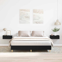 vidaXL Bed Frame Black Oak 203 x 143 x 25 cm Engineered Wood