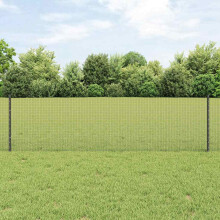 vidaXL Welded Wire Fence with Post 25 x 0.6 m (W x H) PVC-Coated Steel