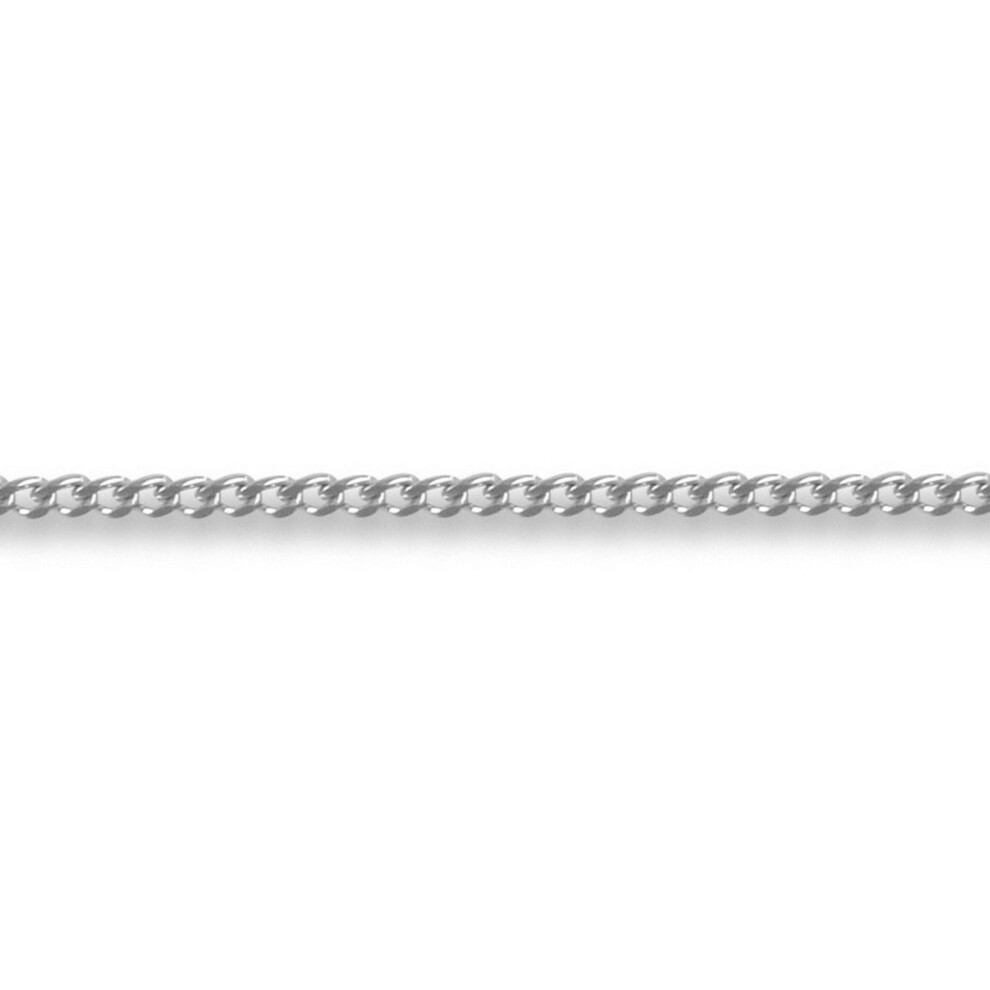 Jewelco London (20) Unisex Solid 18Ct White Gold Curb 1Mm Gauge Pendant Chain Necklace - Jcn051b