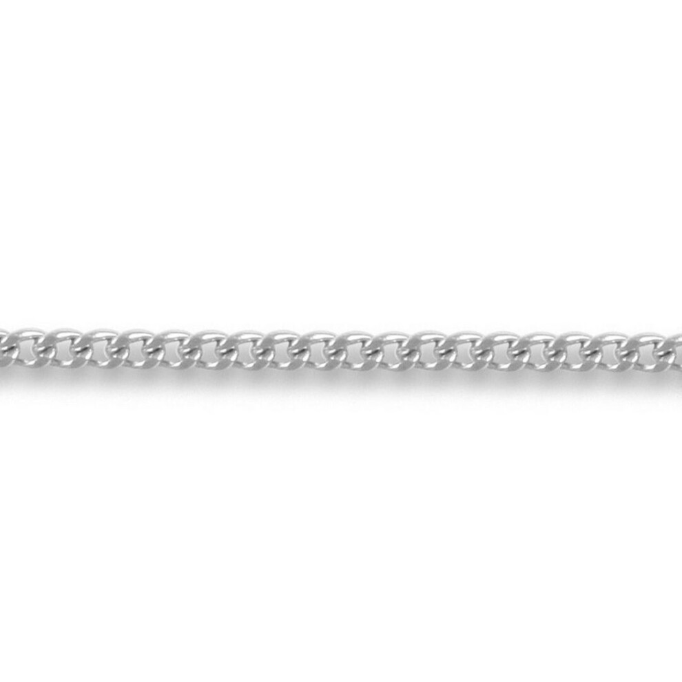 Jewelco London (22) Unisex Solid 18Ct White Gold Curb 1.5Mm Gauge Pendant Chain Necklace - Jcn051c