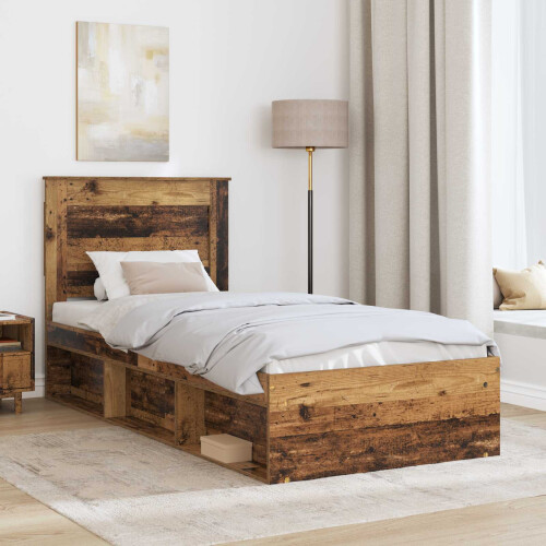 VidaXL vidaXL Bed Frame with Headboard Old Wood 75 x 190 cm Solid Pine Wood 2