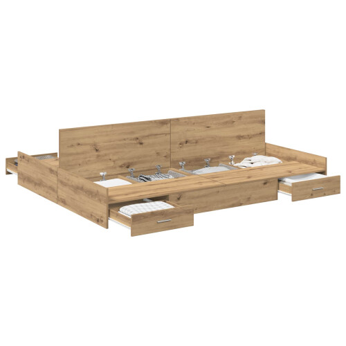 VidaXL vidaXL Storage Bed Frame Artisan Oak 150 x 200 cm Engineered Wood 1