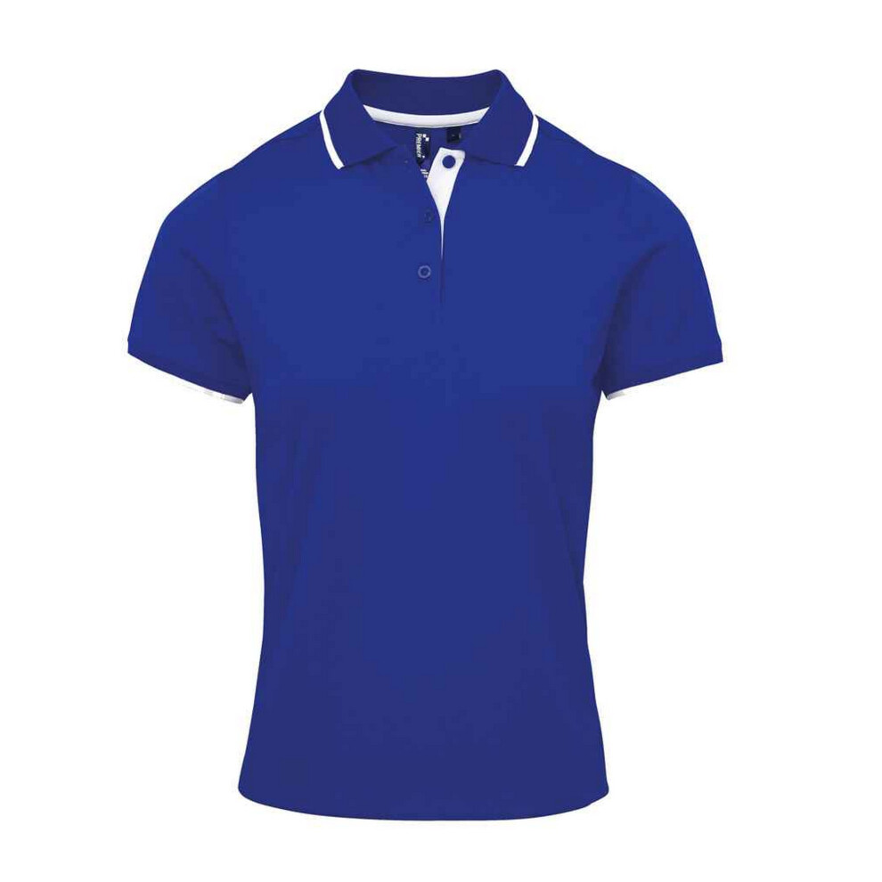 Premier (Xl, Royal Blue/White) Womens/Ladies Coolchecker Contrast Pique Polo Shirt