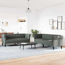 vidaXL Living Room Couch 2 pcs Dark Grey 201.5 x 74.5 x 74.5 cm Fabric