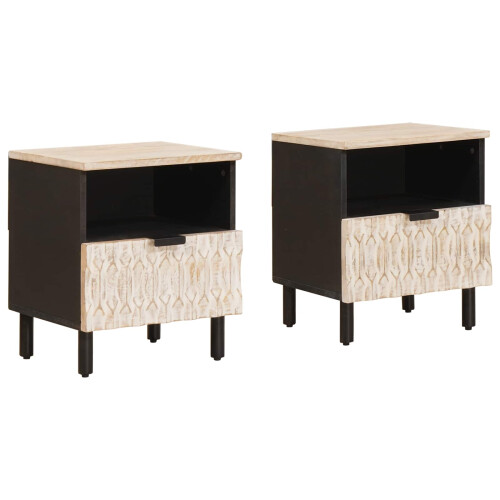 VidaXL vidaXL Bedside Cabinet 2 pcs White 40 x 33 x 46 cm Solid Mango Wood