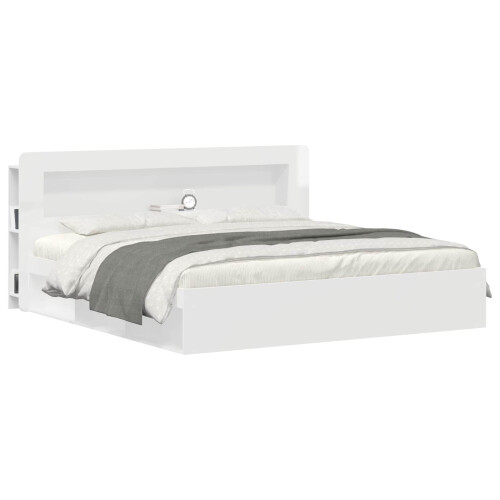 VidaXL vidaXL Headboard Cabinet with Storage High Gloss White Engineered Wood 2