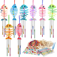 Sada 12 zvonkoher, jarní tvoření pro děti, dřevěné tvoření pro dívky a chlapce, vyrobte si vlastní zvonkohru s rybkou
