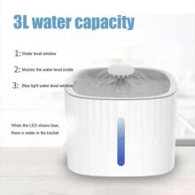(Matches the image, B) 3L Automatic Pet Water Fountain Quiet Dog Water Dispenser with LED Light and Water Level Window Pet Drinking Bowl for Dogs Cats