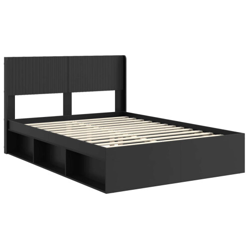 VidaXL vidaXL Bed Frame with Storage and Headboard Black 135 x 190 cm 2