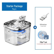 (Four filter set, Japan Plug) Stainless Steel Automatic Circulating Water Fountain for Cats and Dogs, Quiet Pump, Large Capacity, Filter