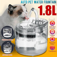 (Matches the image, AU PLUG) Pet Water Fountain 1.8L Ultra Quiet Automatic Water Dispenser Clear Cat Dog Bowl