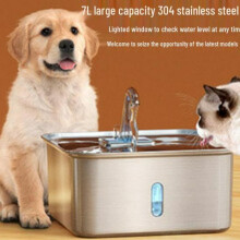 (Smart version [water sensing], Japan Plug) Stainless Steel Automatic Circulating Water Fountain for Cats and Dogs, Quiet Pump, Large Capacity, Filter