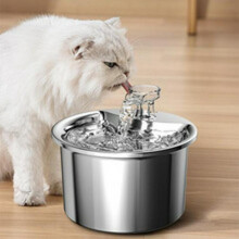 (Basic version [no plug], China Plug) Stainless Steel Automatic Circulating Water Fountain for Cats and Dogs, Quiet Pump, Large Capacity, Filter