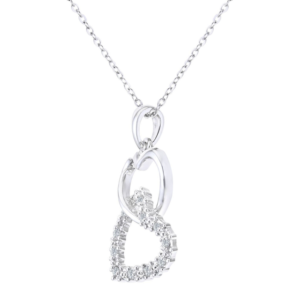 Jewelco London 9Ct White Gold Round 5Pts Diamond Heart Pendant Necklace 18 Inch 46Cm - Pp0axl3172w
