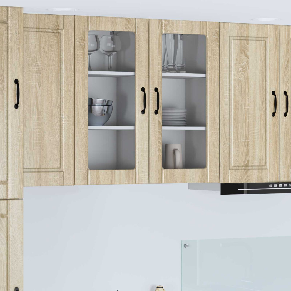 Vidaxl Wall Glass Cabinet Porto Sonoma Oak 40 X 31 X 80 Cm