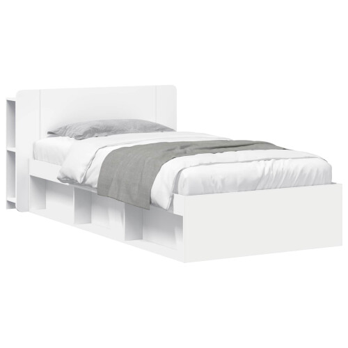 VidaXL vidaXL Bed Frame with Storage White 90 x 190 cm Engineered Wood 1