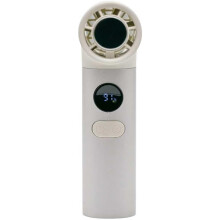Weißer tragbarer Nackenventilator 3000mAh LED Display USB verstellbar flexibel Reise Outdoor Büro