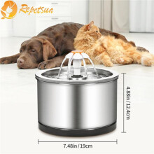 (Matches the image) 2L Automatic Drinking Fountain for Cats Dogs Stainless Steel Pet Water Fountain with Filter