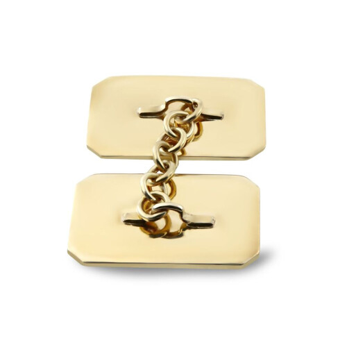 Jewelco London Jewelco London Men's Solid 9ct Yellow Gold Twin Rectangular Ogee Pattern Chain Linked Cufflinks (with ID Strip) - JCL035 2